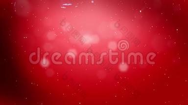 美丽的3d雪花在夜晚的空气中在红色背景上飞舞。 用作圣诞、新年贺卡或冬季动画